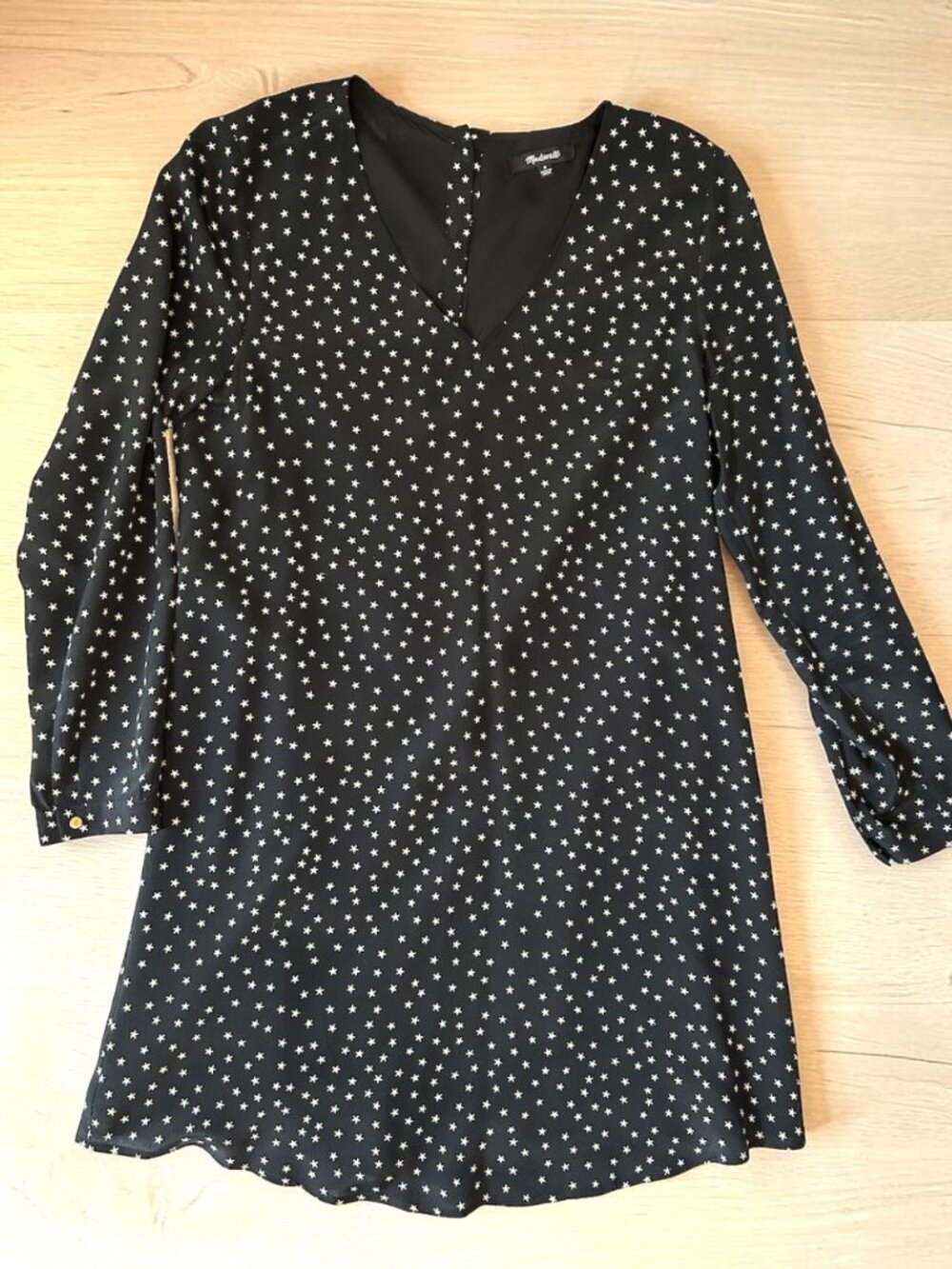 Madewell black silk star scatter dress